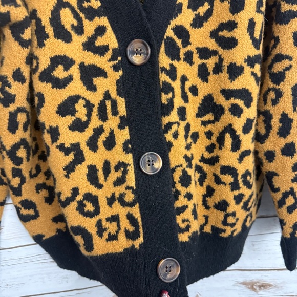 POL Black Brown Animal Print Chunky Cardigan Sweater - Picture 3 of 6